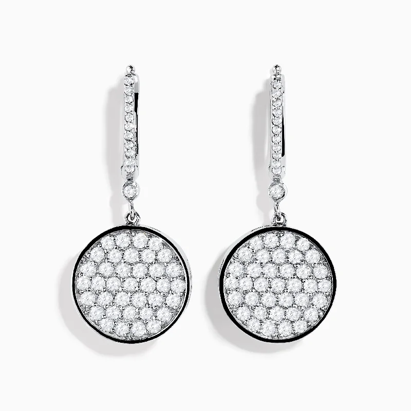 Ladies Earrings Artisan Made-Pave Classica 14K White Gold Diamond Drop Earrings