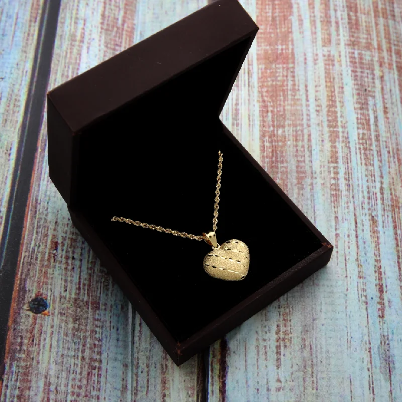 Birthstone Necklaces -Gold Necklace (Chain with Stud Heart Shaped Pendant) 18KT - FKJNKL18K9204