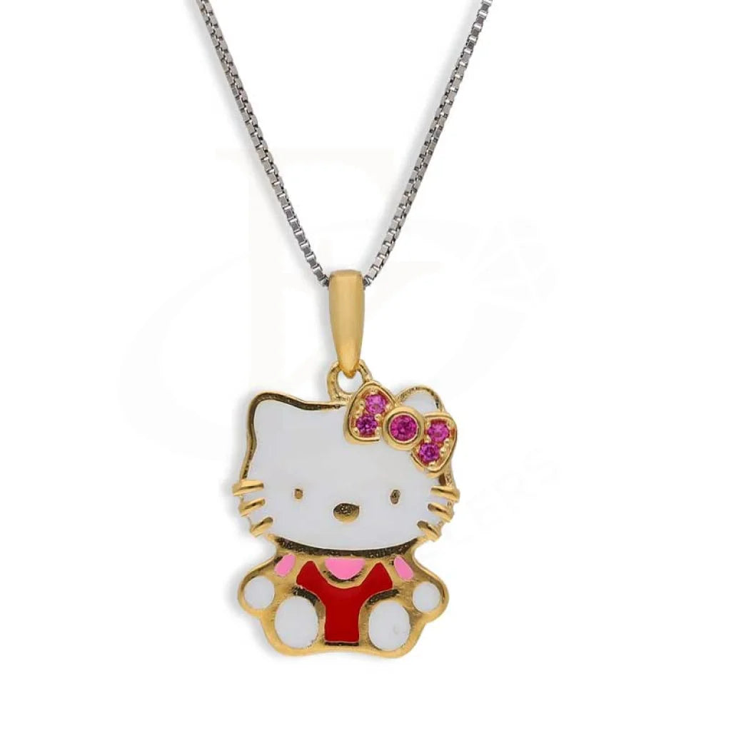 Square Necklaces -Sterling Silver 925 Gold Plated Necklace (Chain with Hello Kitty Pendant) - FKJNKLSL3001