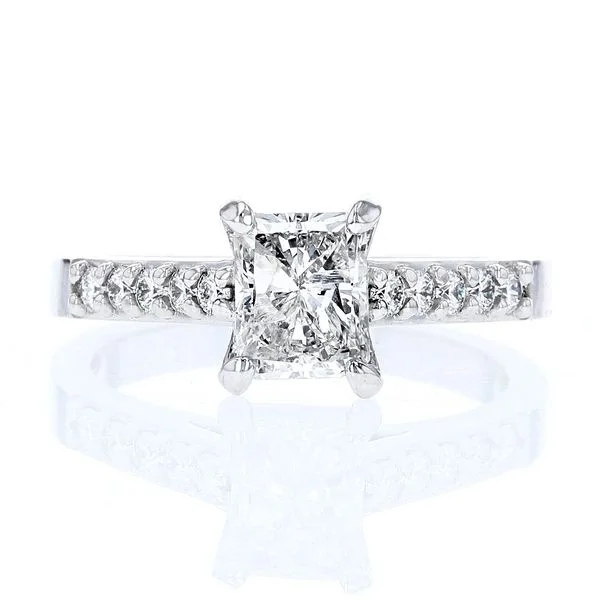 Ladies Rings Thin Stack-Radiant Cut Diamond Ring