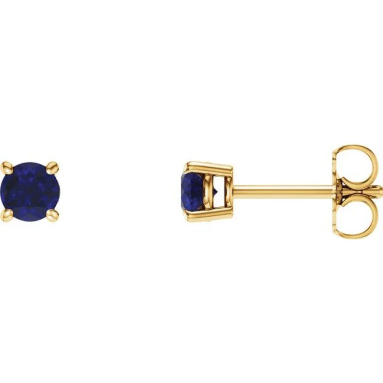 Ladies Earrings with Dumortierite-14K Yellow 5 mm Natural Blue Sapphire Stud Earrings