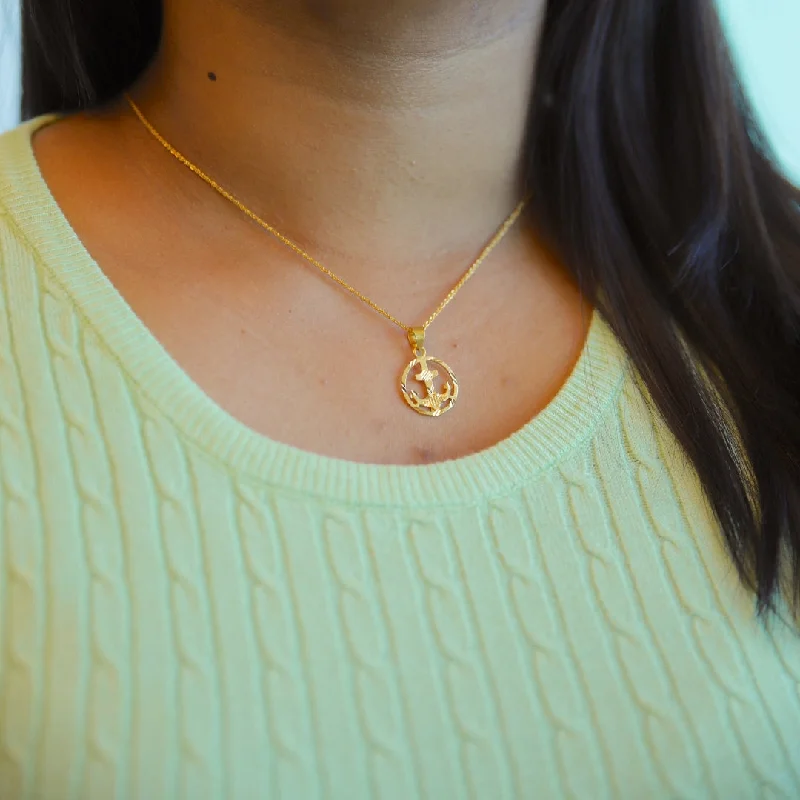 Sun Necklaces -Gold Necklace (Chain With Anchor Shaped Pendant) 21KT - FKJNKL21KM10010