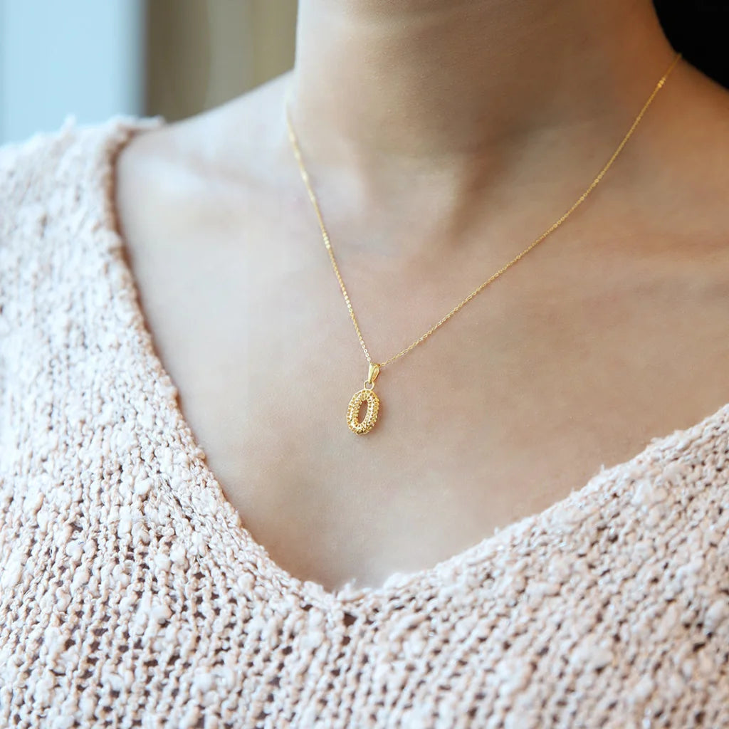 Asymmetrical Necklaces -Gold Necklace (Chain With Oval Shaped Hollow Pendant) 21KT - FKJNKL21KM7942