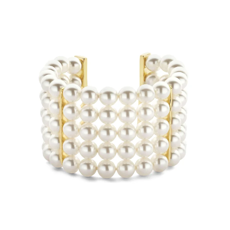 New Year Bracelets -Ti Sento Yellow Gold Vermeil Multi Strand Pearl Bracelet