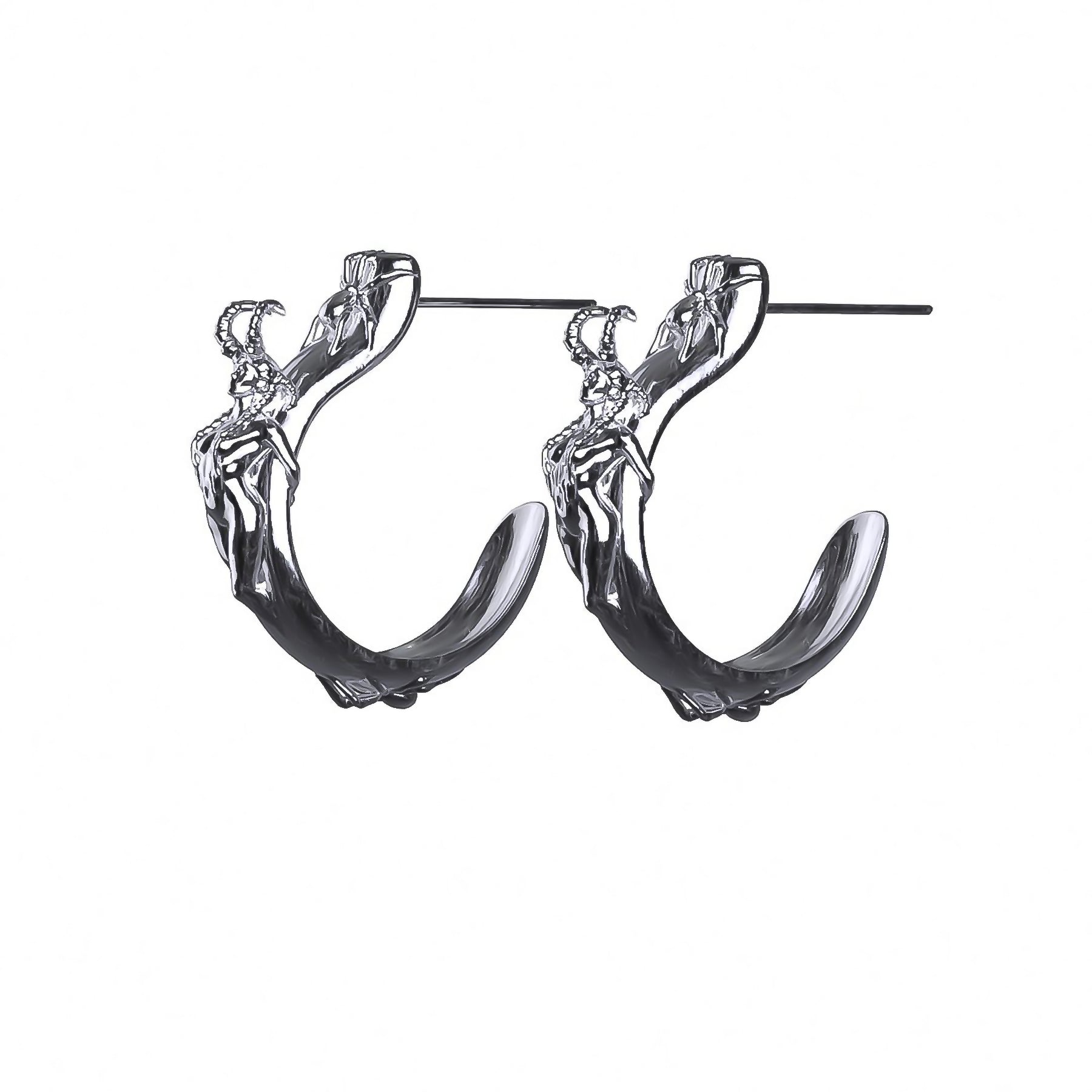 Ladies Earrings for Athletes-SUCCUBUS OPEN HOOP EARRING