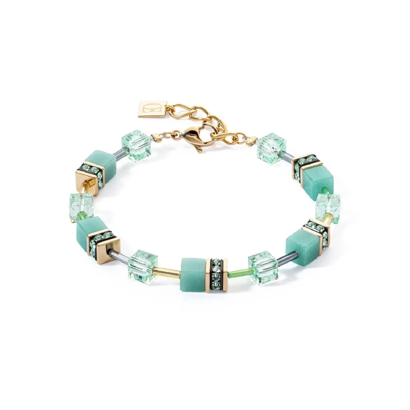 Unique Bracelets -Coeur De Lion GeoCUBE® Iconic Mono Gold Green Bracelet