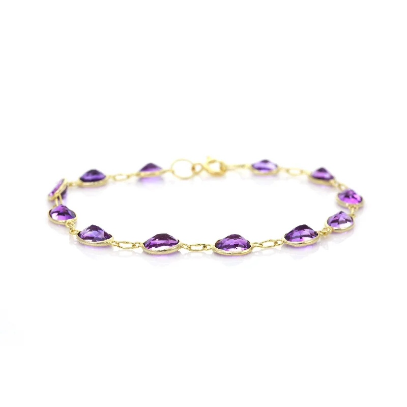 Sparkly Bracelets -9ct Yellow Gold Bezel Set Amethyst Bracelet