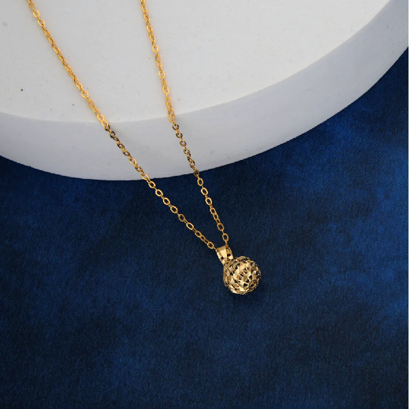 Platinum Necklaces -Gold Necklace (Chain with Hollow Round Shaped Pendant) 18KT - FKJNKL18K9164