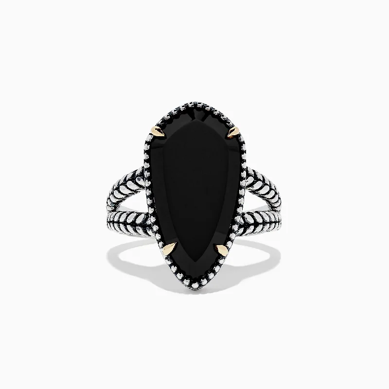 Ladies Rings with Zoisite-Eclipse 925 Sterling Silver Onyx Ring, 4.37 TCW