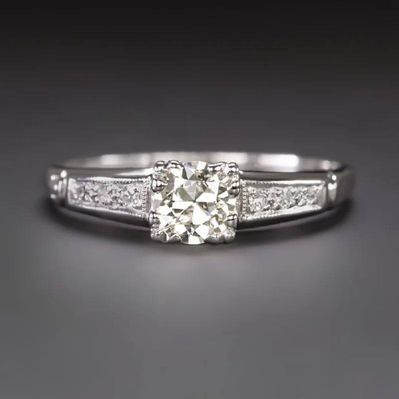 Ladies Engagement Rings with Lawsonite-VINTAGE DIAMOND ENGAGEMENT RING PLATINUM 1/3 CARAT MID CENTURY CLASSIC ESTATE