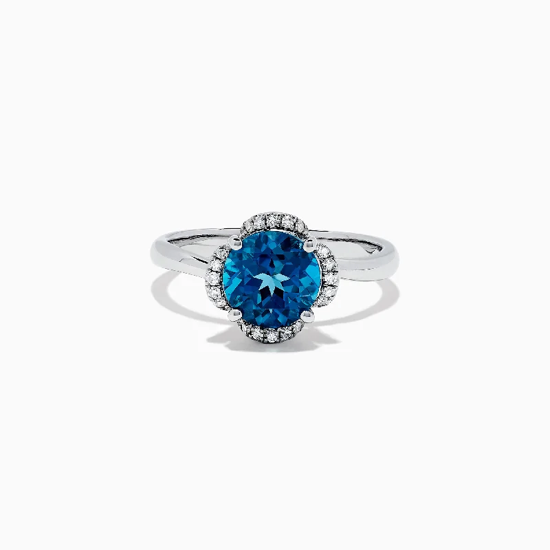 Ladies Rings with Grandidierite-Ocean Bleu 14K Gold London Blue Topaz and Diamond Ring, 2.10 TCW