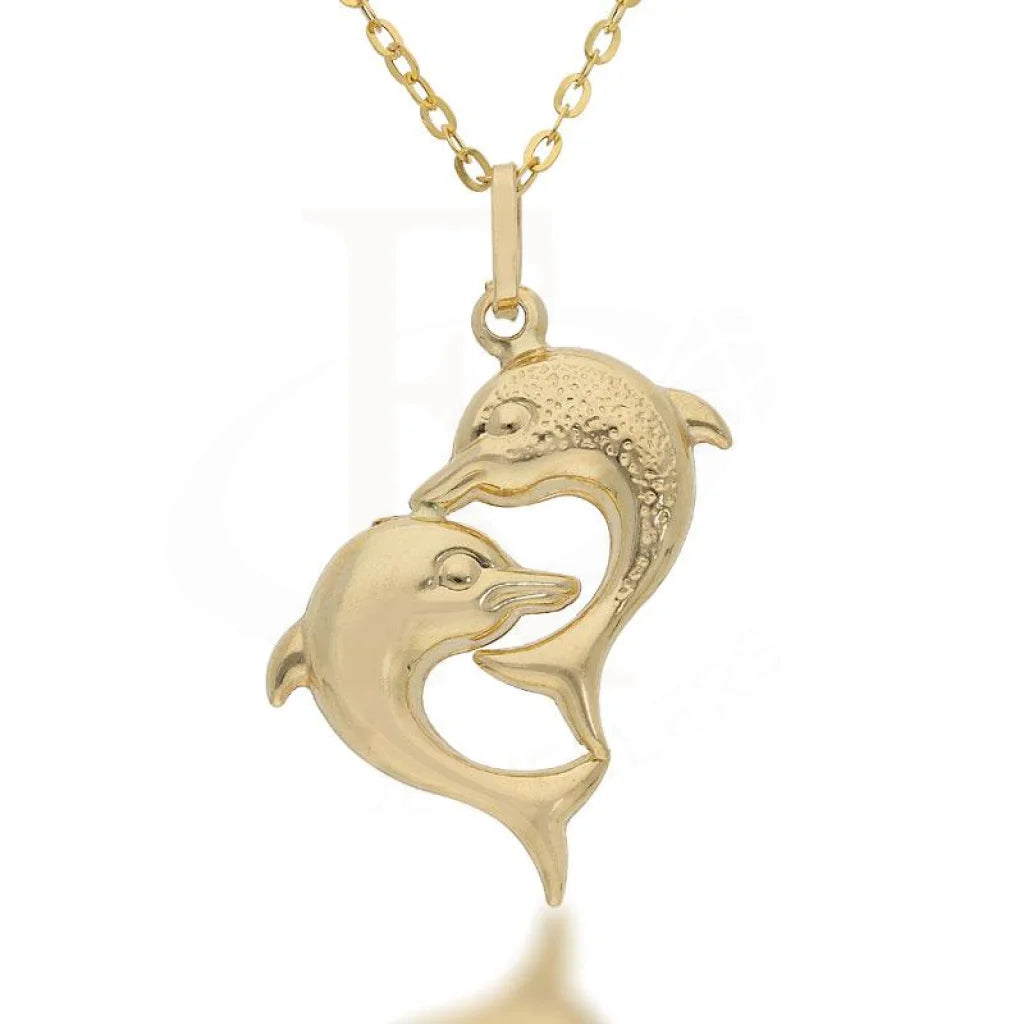 Handmade Necklaces -Gold Necklace (Chain with Twin Dolphin Pendant) 18KT - FKJNKL1704