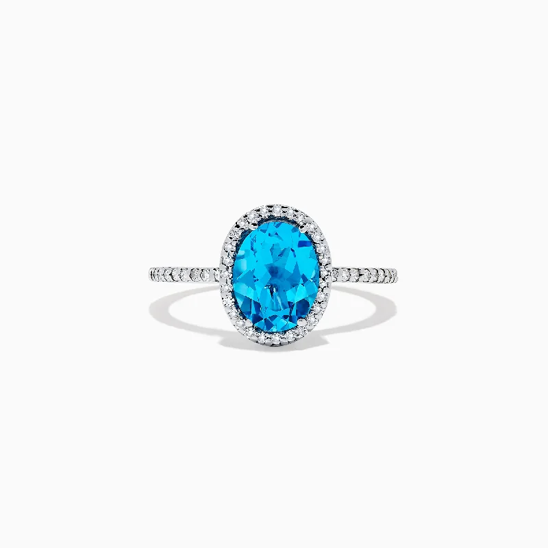 Ladies Rings with Phenakite-Ocean Bleu 14K White Gold Blue Topaz and Diamond Ring, 2.51 TCW