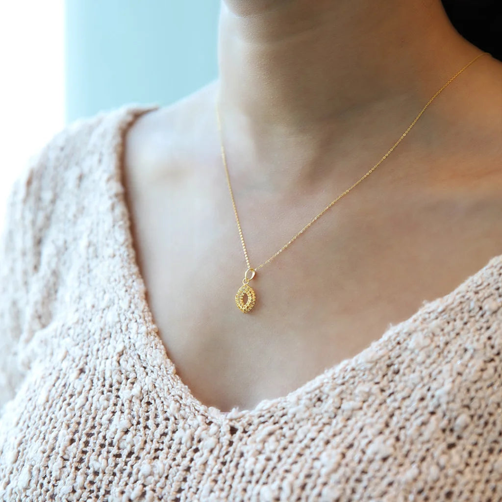 Pink Necklaces -Gold Necklace (Chain With Crown Adoned Hollow Pendant) 21KT - FKJNKL21KM7950