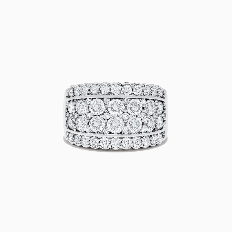 Ladies Rings for Teens-Pave Classica 14K White Gold Diamond Wide Band Ring, 1.54 TCW