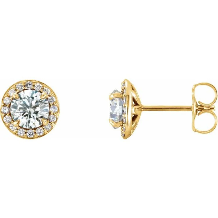 Ladies Earrings for Date Night-14K Yellow 5 mm Natural White Sapphire & 1/8 CTW Natural Diamond Earrings