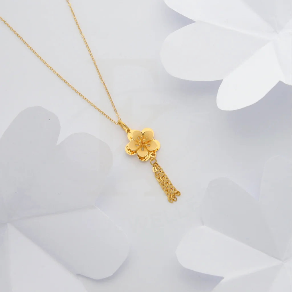 Engraved Necklaces -Gold Necklace (Chain with Floral Style Pendant) 21KT - FKJNKL21KM8432