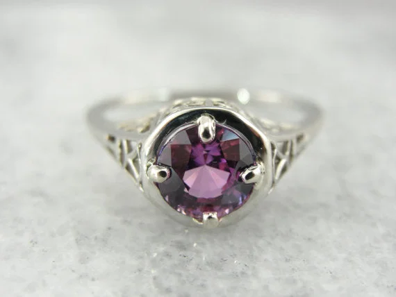 Ladies Engagement Rings Artisan Style-Pink Sapphire in a Classic Filigree Art Deco Engagement Ring