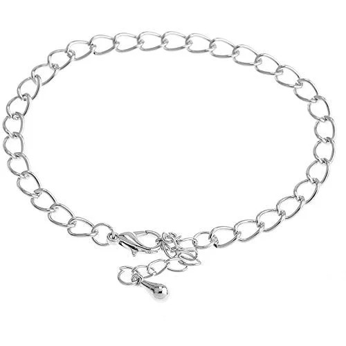 Peace Bracelets -Silver Tone Lobster Clasp Link Chain Bracelet W/extender Chain 18cm(7 1/8) Long