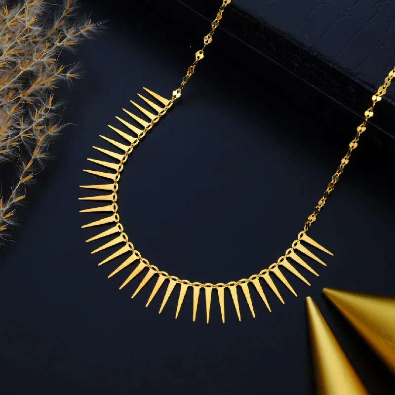 Blue Necklaces -Gold Spike Shaped Choker Necklace 21KT - FKJNKL21KM9862