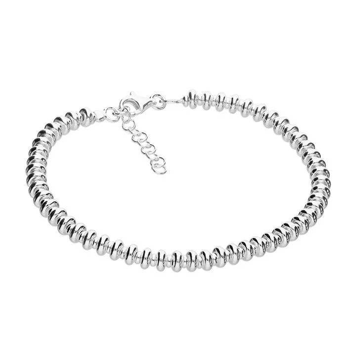 Statement Bracelets -Sterling Silver Doughnut Beads Bracelet