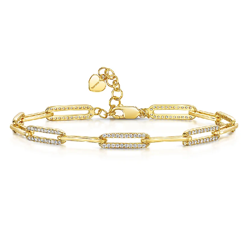 Meditation Bracelets -Jools Gold Vermeil Cubic Zirconia Paperlink Bracelet