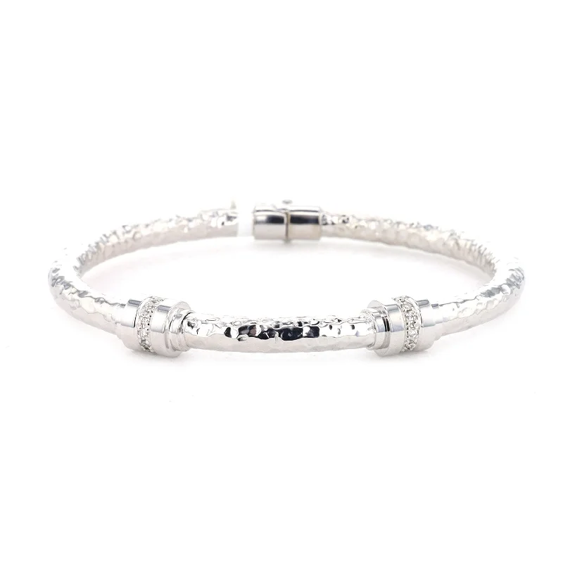 925 Silver Bracelets -0.16 ctw Diamond Sterling Silver Bangle Bracelet