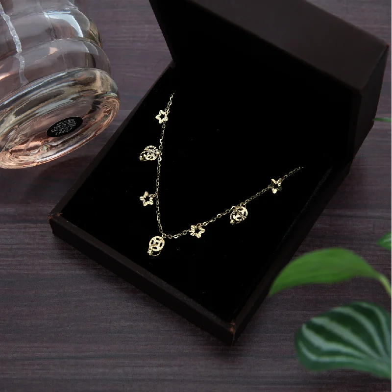 Drop Necklaces -Gold Classic Star Design and Round Shaped Necklace 18KT - FKJNKL18K9190