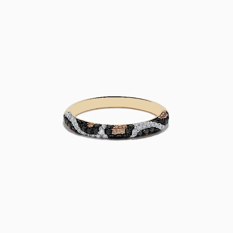 Ladies Rings Oval Cut-Signature 14K Yellow Gold Black, Espresso, and White Diamond Ring