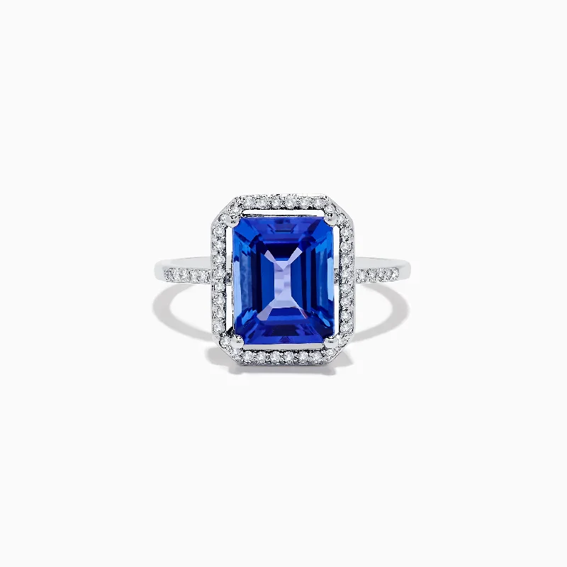 Ladies Rings with Filigree-Nahla Siri 14K White Gold Tanzanite and Diamond Ring