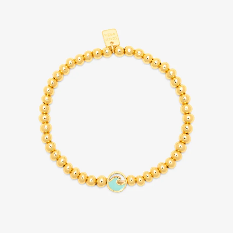 Mother’s Day Bracelets -Enamel Wave Gold Bead Stretch Bracelet