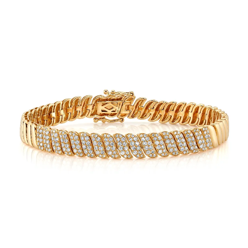 White Bracelets -Wavy Pave Diamond Bracelet