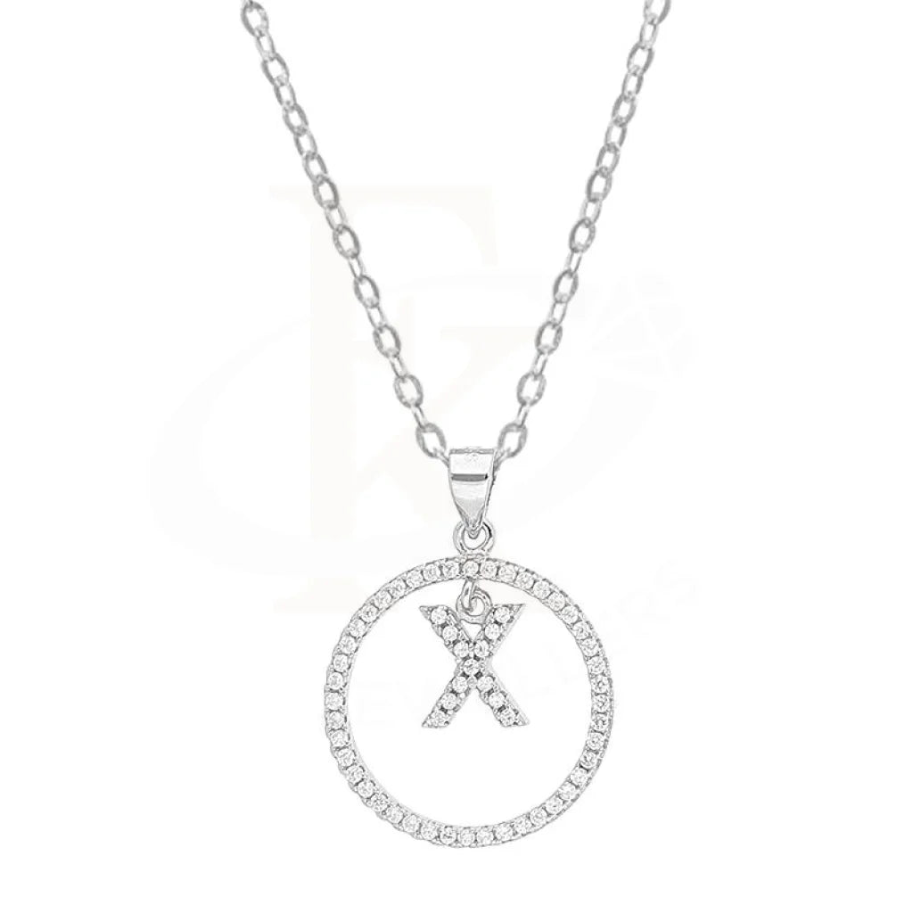 Dog Necklaces -Sterling Silver 925 Necklace (Chain with Round Shaped Alphabet Pendant) - FKJNKLSL2088