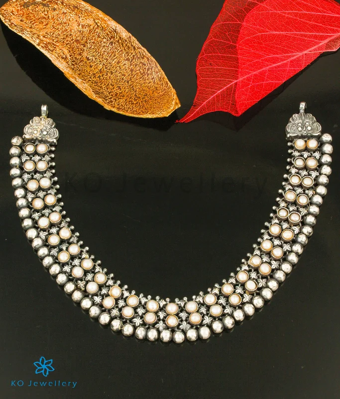 Tribal Necklaces -The Adhanika Antique Silver Pearl Necklace (Oxidised)