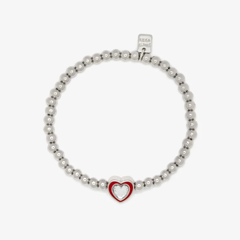 Courage Bracelets -Stone & Enamel Heart Stretch Bracelet