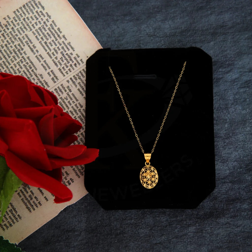 Flower Necklaces -Gold Necklace (Chain with Oval Pendant) 21KT - FKJNKL21KM8396