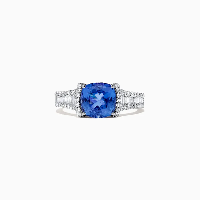 Ladies Rings with Morganite-Nahla Siri 14K White Gold Tanzanite and Diamond Ring, 2.18 TCW