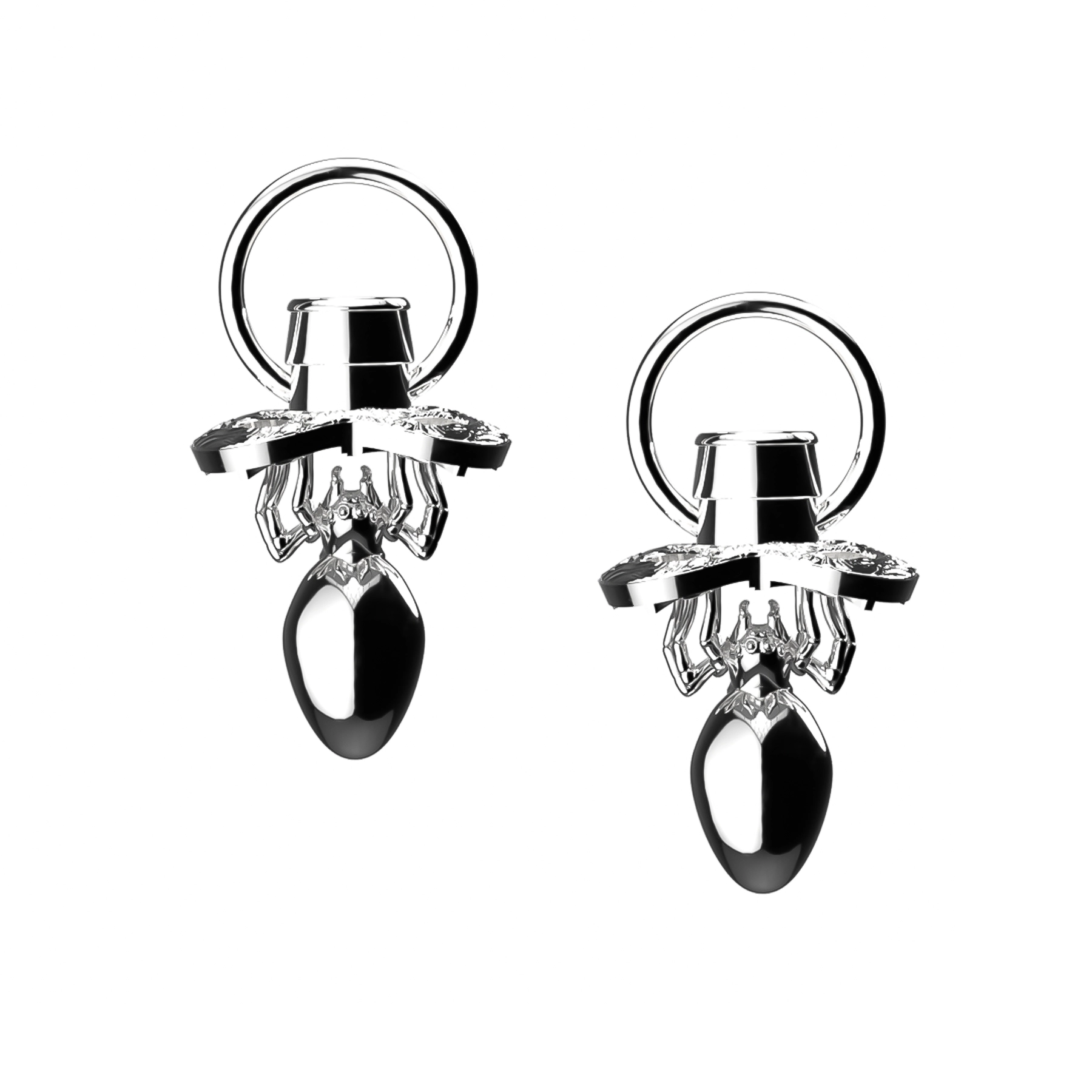 Ladies Earrings with Vivianite-SPIDER PACIFIER EARRING