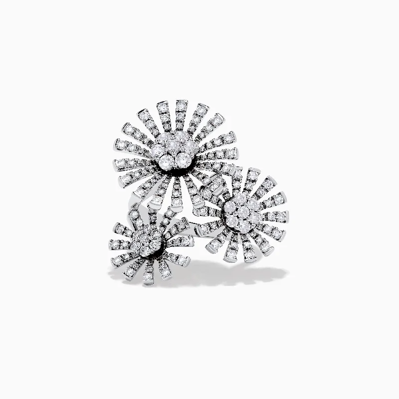 Ladies Rings with Rosasite-Bouquet 14K White Gold Flower Ring 1.59 TCW