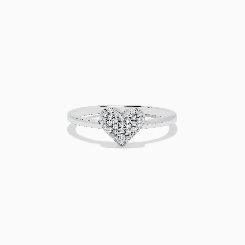 Ladies Rings for Casual Wear-925 Sterling Silver Diamond Heart Ring