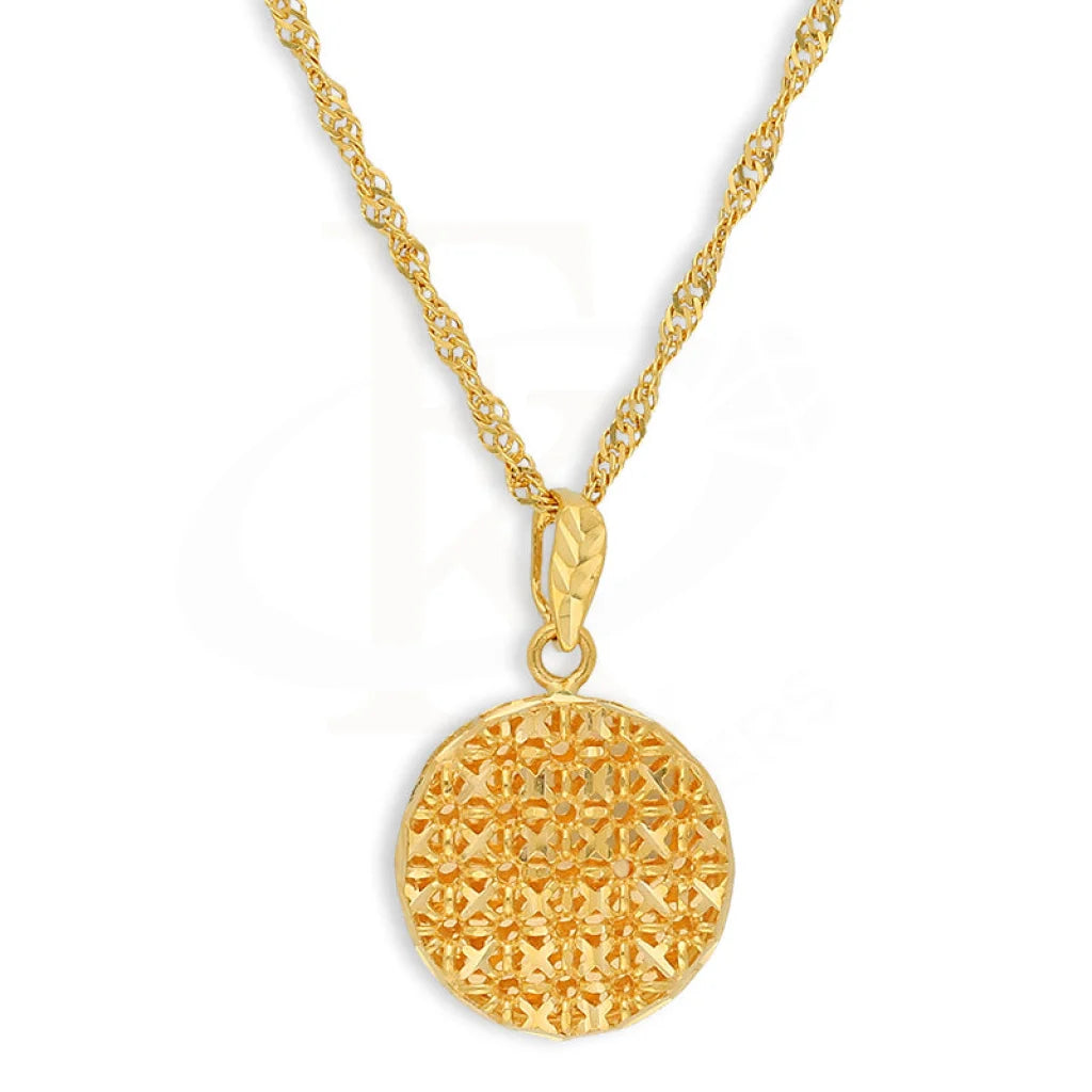 Modern Necklaces -Gold Necklace (Chain With Round Shaped Pendant) 21KT - FKJNKL21K5126