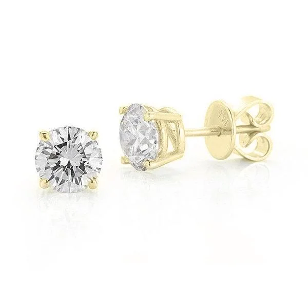 Ladies Earrings with Andalusite-14KT YELLOW GOLD 1.00 CTW ROUND DIAMOND EARRINGS