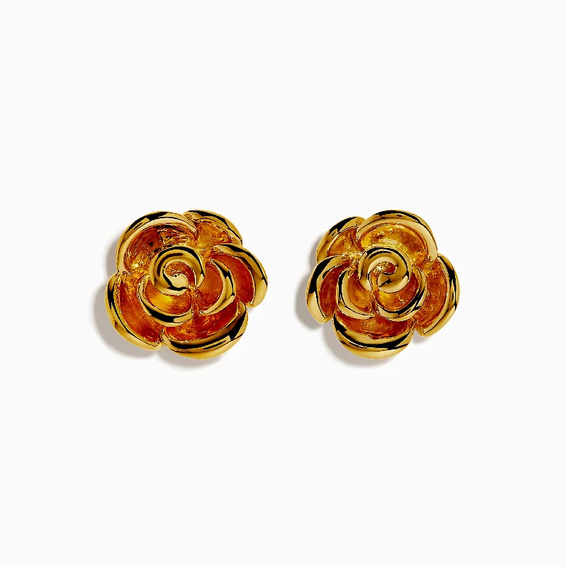 Ladies Earrings for Summer-14K Yellow Gold Flower Earrings