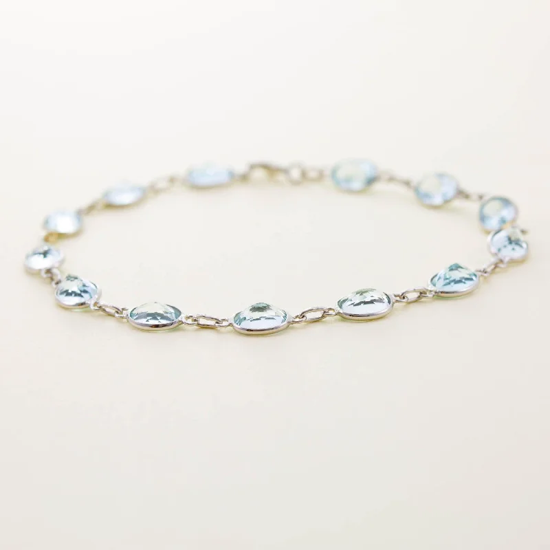 Fine Bracelets -9ct White Gold Bezel Set Aquamarine Bracelet