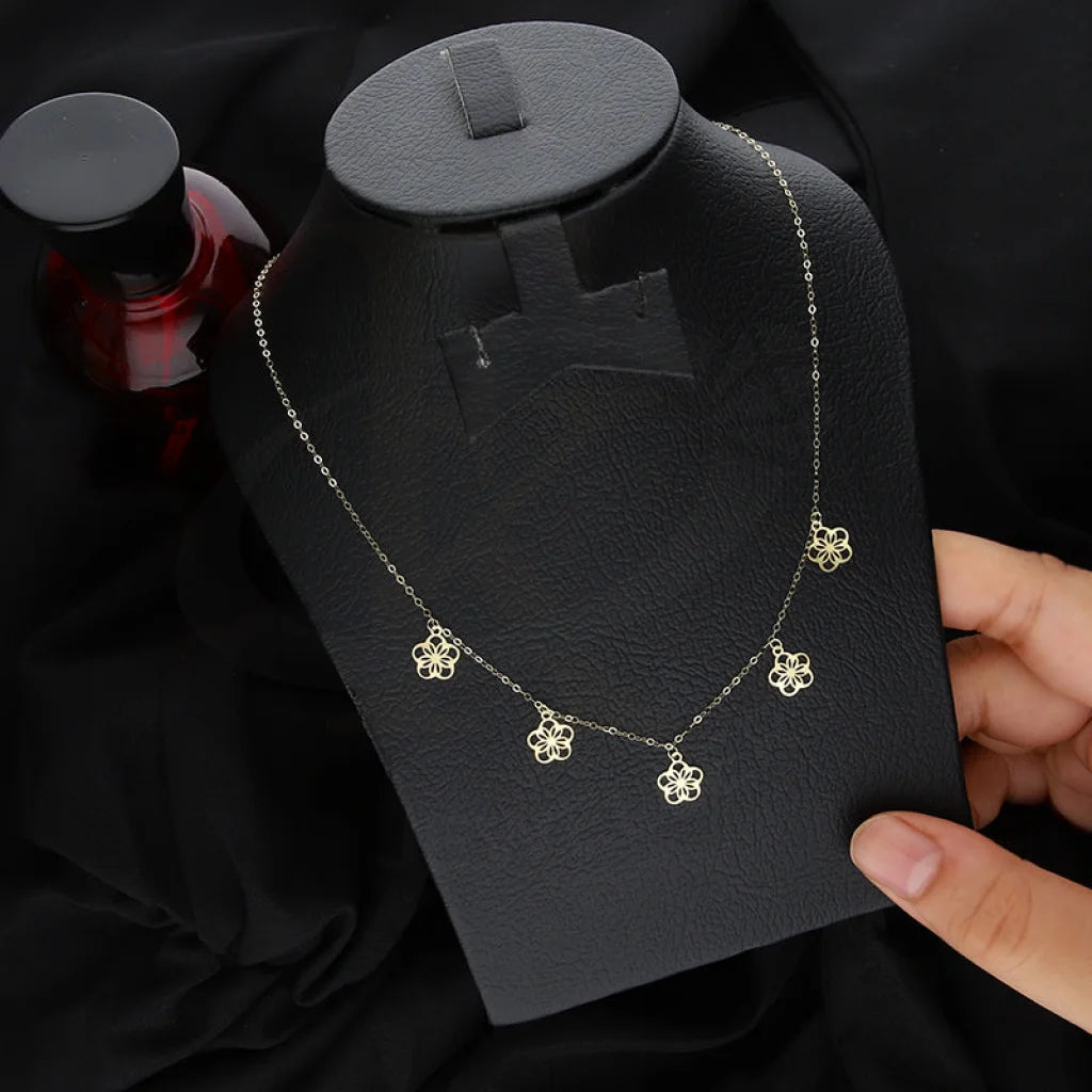 High-End Necklaces -Gold Flowers Necklace 18KT - FKJNKL18KM5344