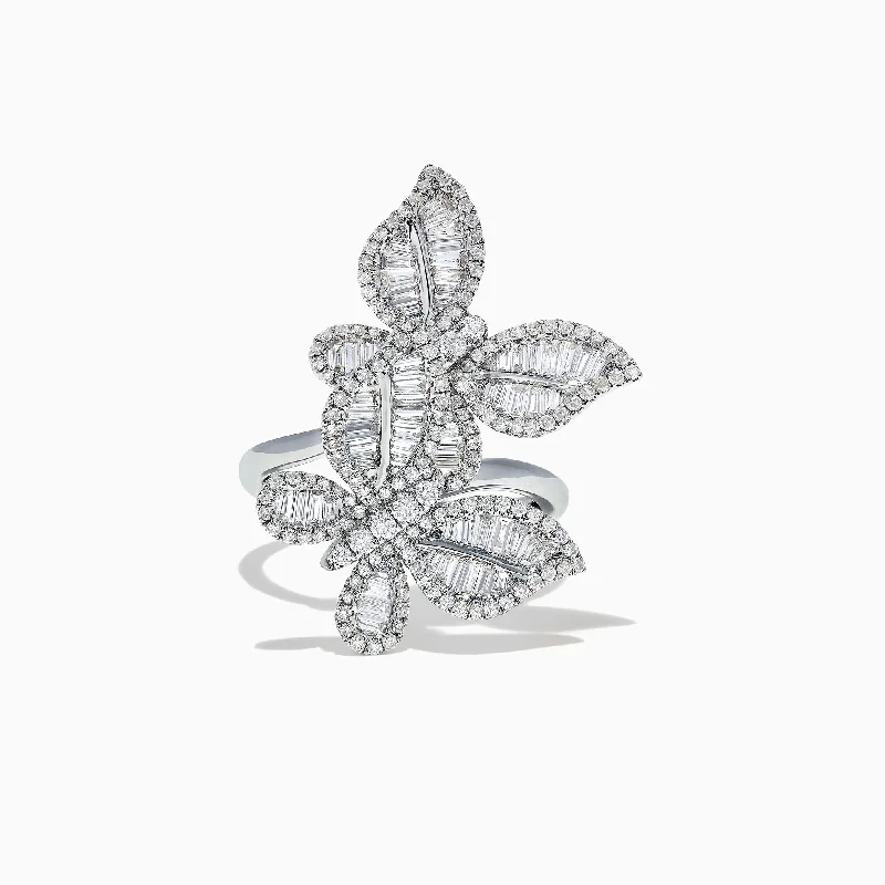 Ladies Rings with Heart Shape-Nature 14K White Gold Diamond Butterfly Ring, 1.41 TCW