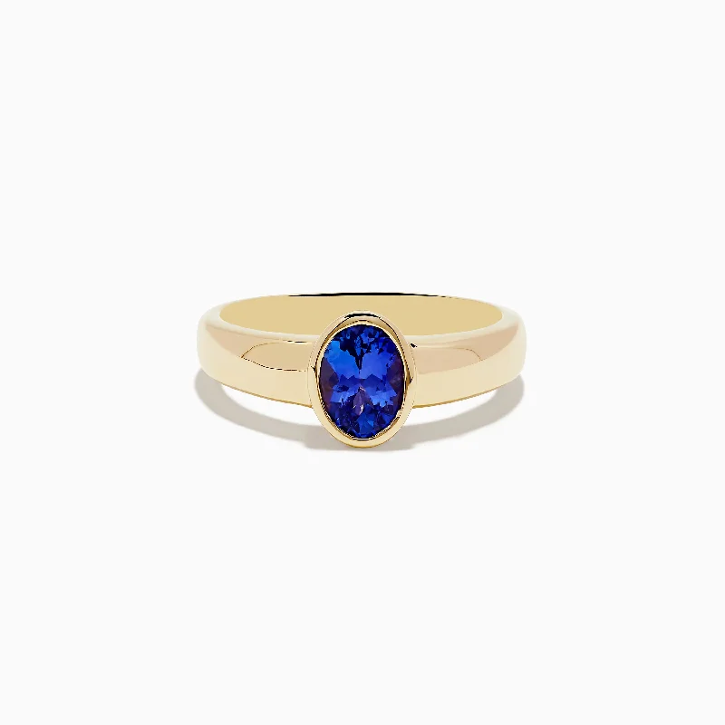 Ladies Rings with Gemstones-Nahla Siri 14K Yellow Gold Tanzanite Ring