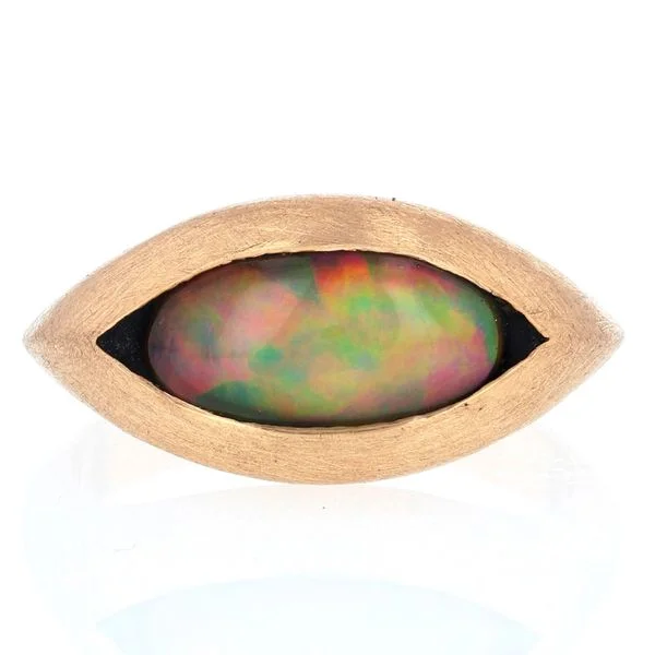 Ladies Rings with Amber-East West Opal Ring