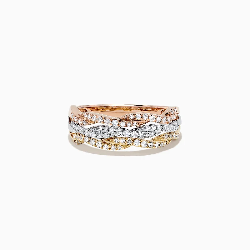 Ladies Rings with Astrophyllite-Trio 14K Tri Tone Gold Diamond Ring, 0.34 TCW