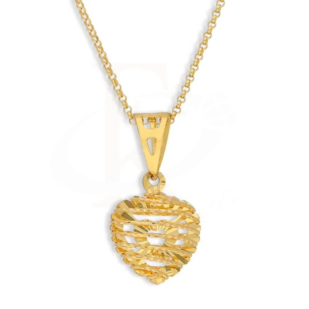 Tribal Necklaces -Gold Necklace (Chain with Heart Shaped Pendant) 21KT - FKJNKL21K2864